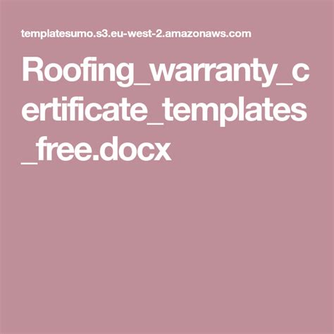 Roofing Warranty Certificate Template Artofit