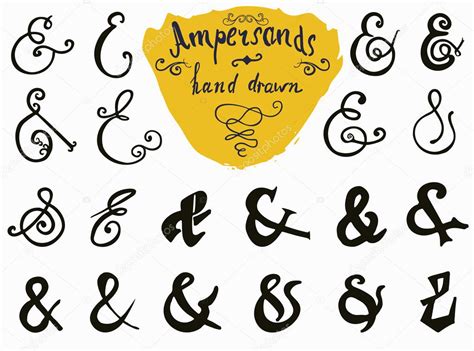 Ampersands And Catchwords Hand Drawn Set For Logo And Label Designs