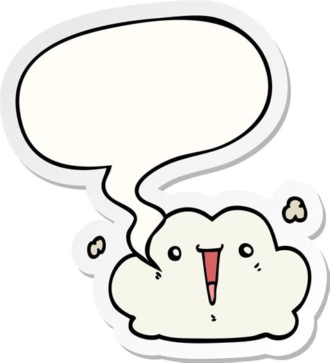 Cute Cartoon Cloud And Speech Bubble Sticker 10593226 Vector Art At