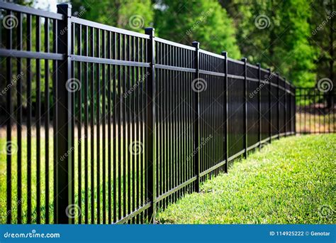 Black Aluminum Fence Stock Photo Image Of Rails Outdoor 114925222