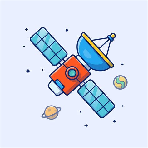 Satellite In Space Cartoon Vector Icon Illustration Science Technology