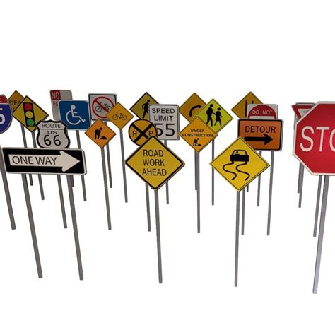 3d Model Road Signs 27 Pack Vr Ar Low Poly Cgtrader