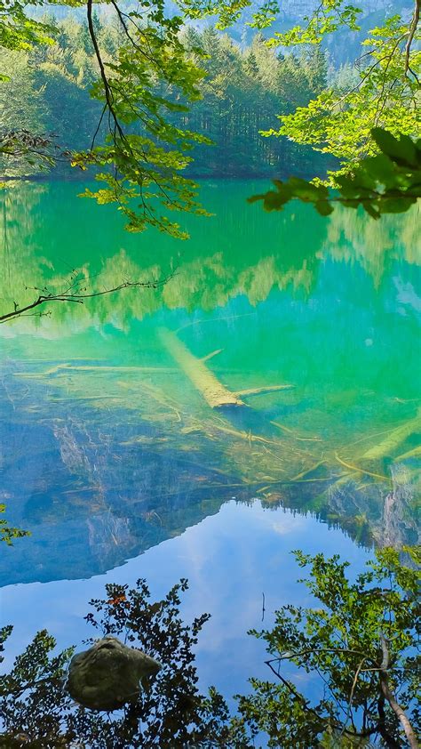 Mountain Lake Hinterer Langbathsee In Spring Upper Salzkammergut