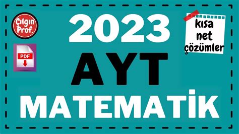 2023 Ayt Matematİk [ Pdf] 2023 Ayt Matematik Soru Çözümleri Youtube