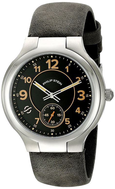 Philip Stein Men S Black Dial Watch On Assolutamente Calf Strap