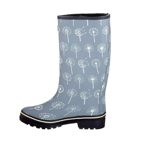 Wide Calf Grey Dandelion Wellies For Women Wide In Foot And Ankle