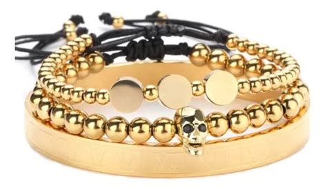 Pulsera Krasha Triple Calavera Para Hombre Plipbgk Meses Sin Inter S