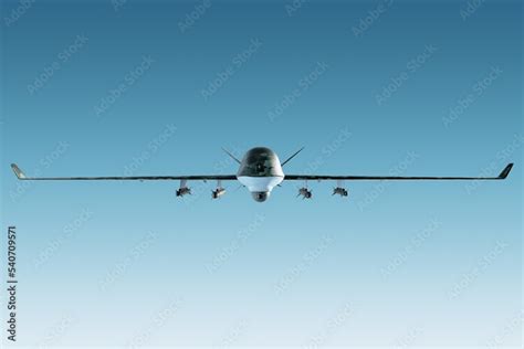 A Military Combat Drone Uav Is On Duty In The Sky Modern Aircraft