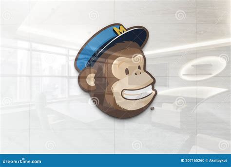 Mailchimp Freddie Icon On Glossy Office Wall Realistic Texture