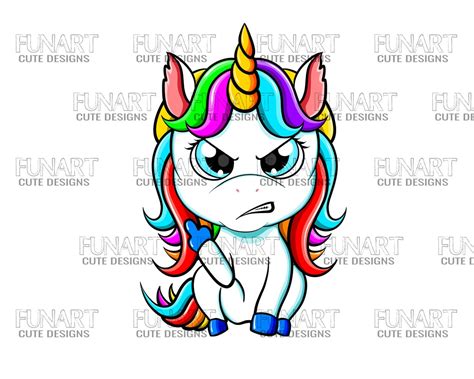 Angry Unicorn PNG File, Mad Unicorn Sublimation Design, Funny Unicorn ...