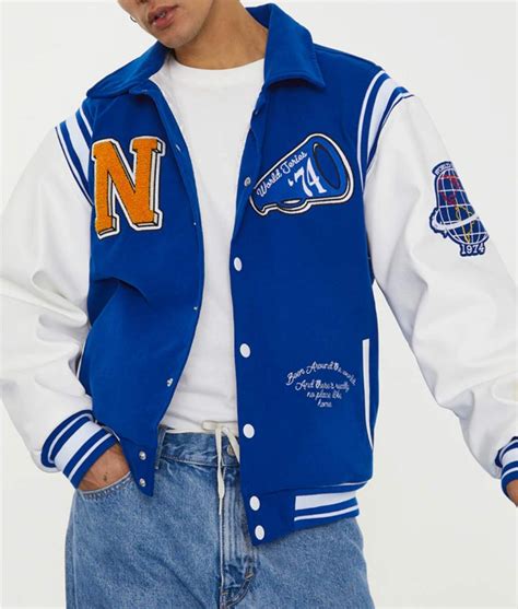 Blue N Letterman Neutrals Varsity Jacket - Jackets Expert