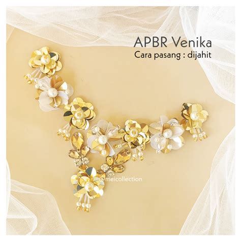 Jual Payet Rangkai Bunga 3d Apbr Venika Gold Bunga Jahit Shopee Indonesia