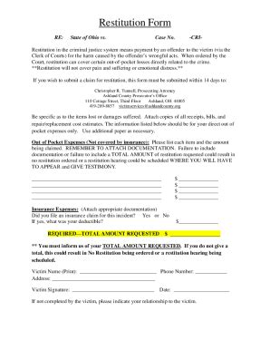 Fillable Online Restitution Form Fax Email Print Pdffiller