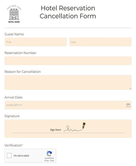 Free Hotel Reservation Cancellation Form Template