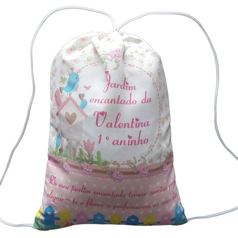 Mochilinha Sacolinha Personalizada Jardim Encantado Elo