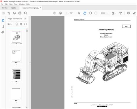 Liebherr R Hydraulic Excavator Shovel Attachment Assembly Manual