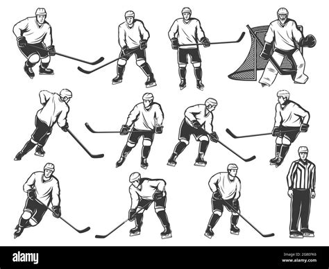 Ice Hockey Players Vector Set Of Isolated Sport Team Players And