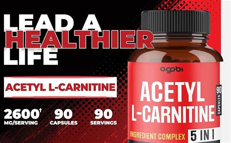 Acetyl L Carnitine Supplement 2600mg 3 Months Blended With Alpha Lipoic Acid