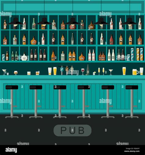 Pub Interior With Bar Counter Stock Vector Image Art Alamy