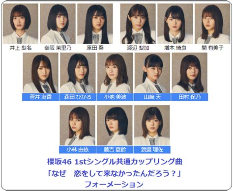 櫻坂46 1stシングル共通カップリング曲「なぜ 恋をして来なかったんだろう？」の選抜メンバーやフォーメーション！ アイドルや芸能人など様々な