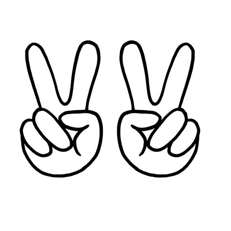 Hand Gesture V Sign For Victory Or Peace Line Art Vector Icon For Apps