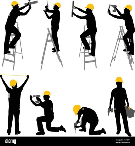 Construction Workers Silhouettes Vector Stock Vector Image Art Alamy