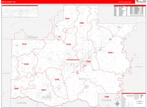 White County Ar Zip Code Wall Map Red Line Style By Marketmaps Mapsales