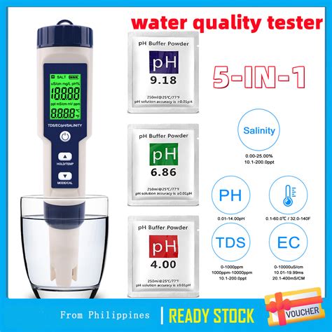 5 In 1 PH Meter Water Quality Tester TDS EC PH Salinity Thermometer