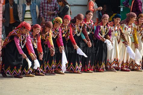 Women From Himachal Pradesh Performing Pahari Group Dance Naati In