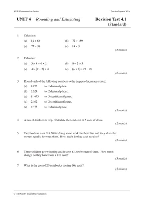 Ks3 Rounding And Estimating Mep Unit 4 Teaching Resources