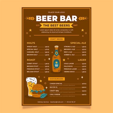 Free Vector Hand Drawn Beer Bar Template Design