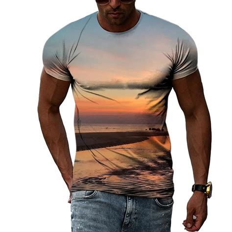 Kaufe Sommer Strand Landschaft Grafik T Shirts Für Männer Mode