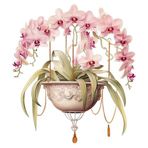 Premium Ai Image Beautiful Orchid In A Hanging Planter Clipart