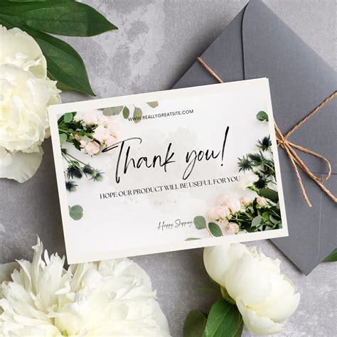 Thank You Card Template Editable Business Thank You Card Wedding