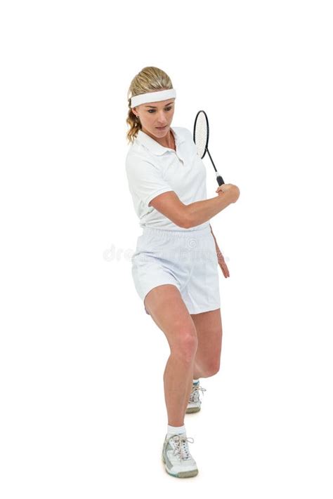 Joueur De Badminton Jouant Le Badminton Image Stock Image Du