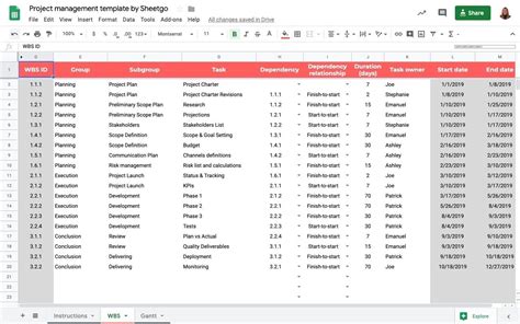 Workflow Spreadsheet Template Database