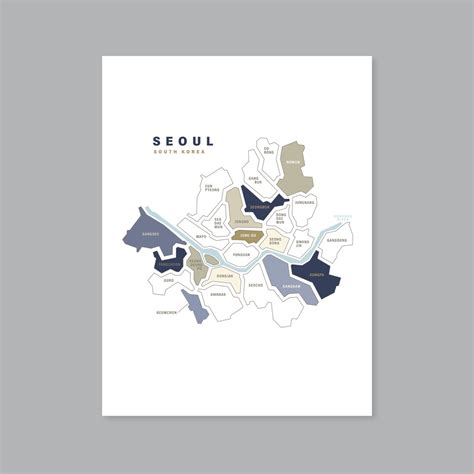 Seoul Neighborhood Map Printable Seoul Map Seoul Korea Poster Korea