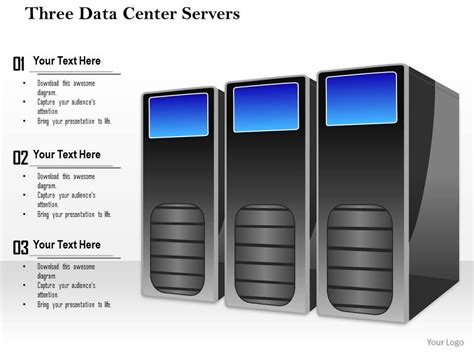 0814 Three Datacenter Servers With Compute Blades In A Rack Side By