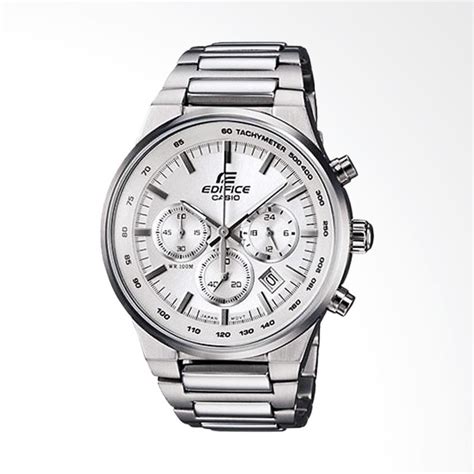 Promo CASIO Edifice Chronograph Tachymeter Jam Tangan Pria White EF