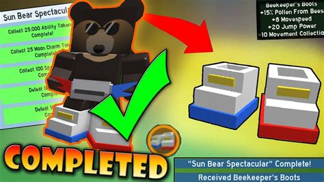 COMPLETING SUN BEAR QUESTS BEEKEEPER S BOOTS Roblox Bee