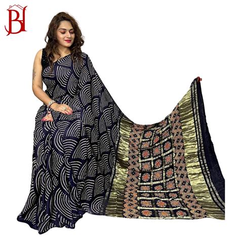 Pure Modal Silk Wifi Bandhej Ajrakh Saree Bandhej House