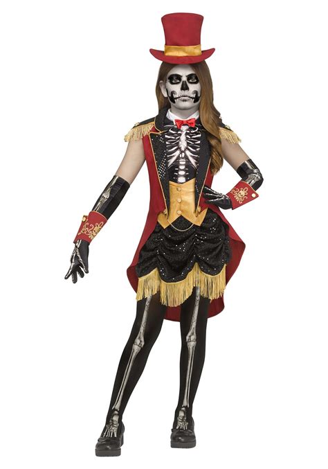 Girls Skeletal Ringleader Costume Dress Circus Costumes