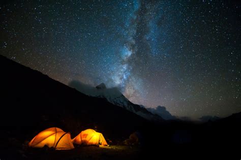 Milky Way Over The Himalayas Of Nepal Stock Photo - Download Image Now - Camping, Mt. Everest ...