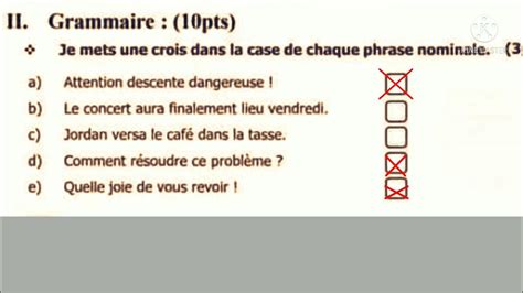 Contrôle Continu N1 De Grammaire 6 A E P أجي تفهم باش تدوز الفرض الصفي