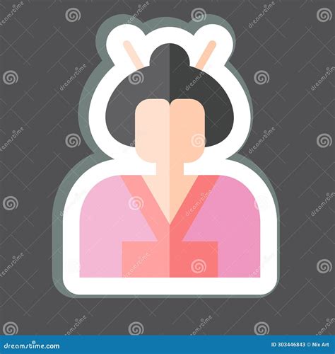 Sticker Geisha Related To Sakura Festival Symbol Simple Design Editable Stock Illustration