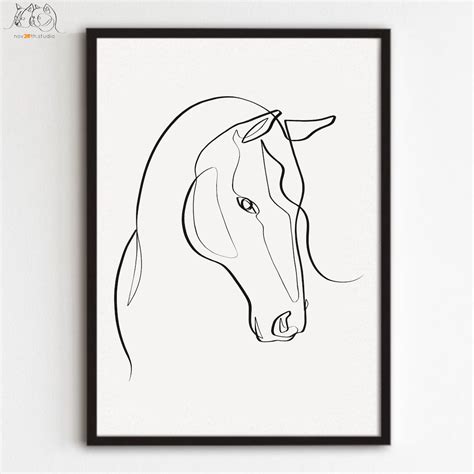 Horse Svg Jpeg Png One Line Art Horse Head Beautiful Horse File