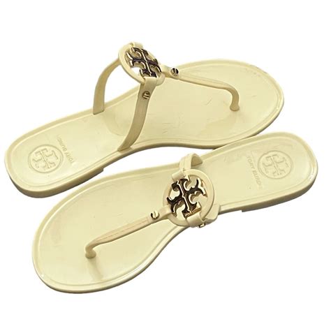 Tory Burch Mini Miller Jelly Thong Sandals Ivory Wome Gem