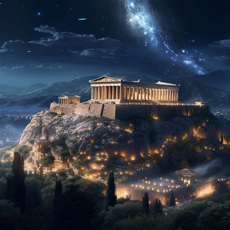 Acropolis of Athens Night AI Digital Download Digital Art Digital Image Landmark - Etsy