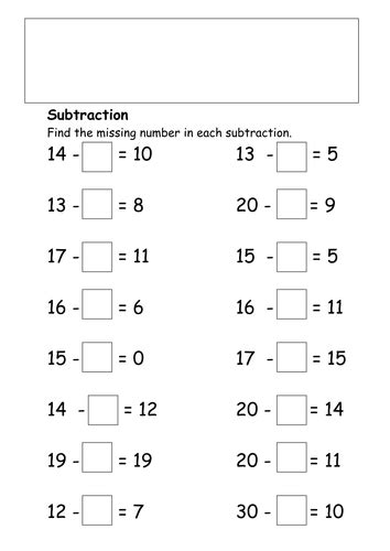 Subtraction With Missing Numbers By Holtbecci Teaching Resources Tes