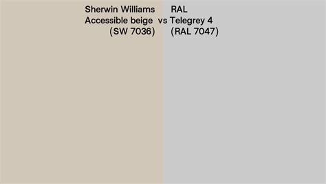 Sherwin Williams Accessible Beige SW 7036 Vs RAL Telegrey 4 RAL 7047